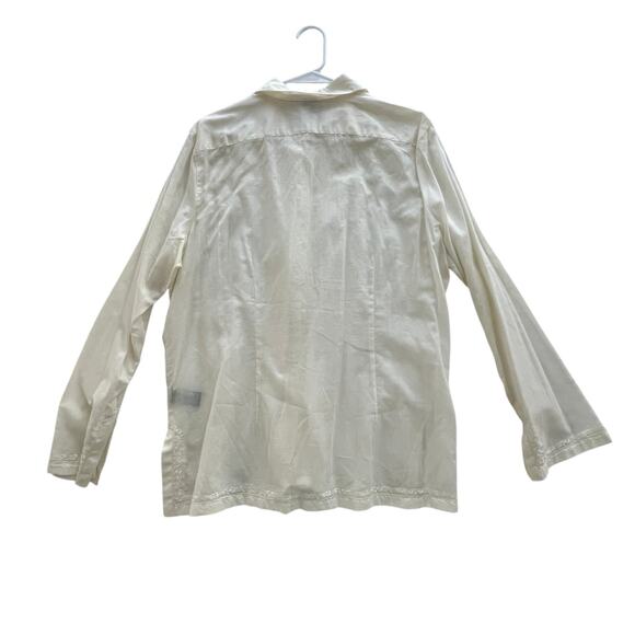 LAUREN Ralph Lauren Women’s White Embroidered Floral Trim Button Down Top Sz XL - Picture 4 of 11